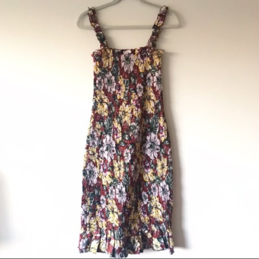 FAITHFULL THE BRAND- LINEN SMOCK MIDI DRESS